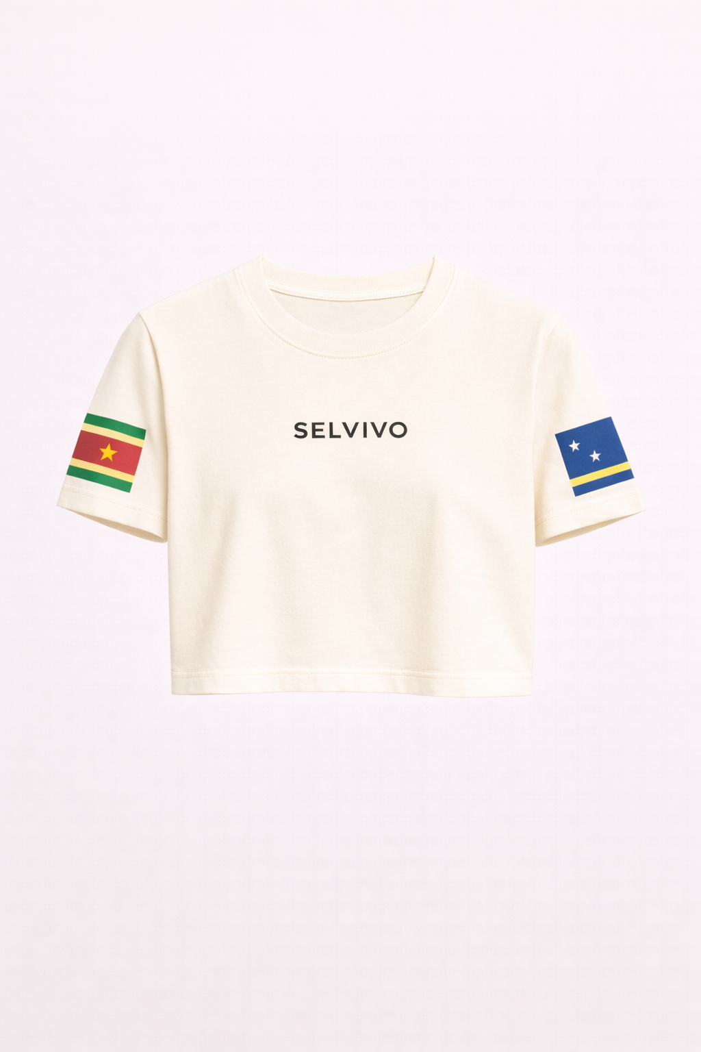 Selvivo Mixed Roots Cropped Tee – Off-White (Custom Badges)