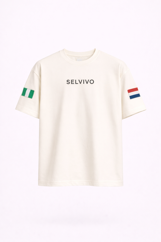 Selvivo Mixed Roots Oversized Tee - Off-White  (Custom Badges)